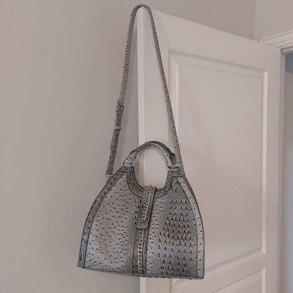 CATO Women's Faux Crocodile Print Large Fashion Gray and Black Handbag - Picture 2 of 15